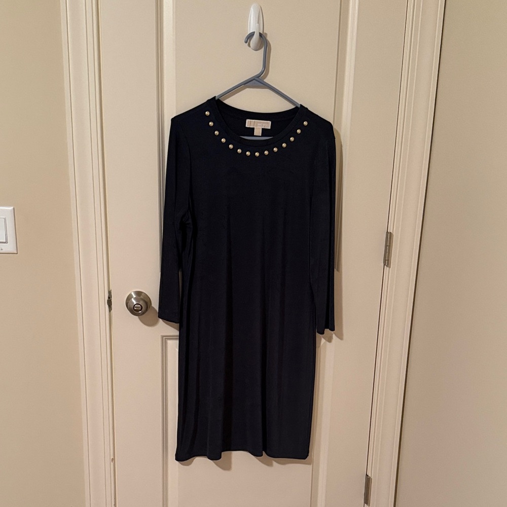 MICHAEL Michael Kors Dark Green Long-Sleeve Stud Detail Dress